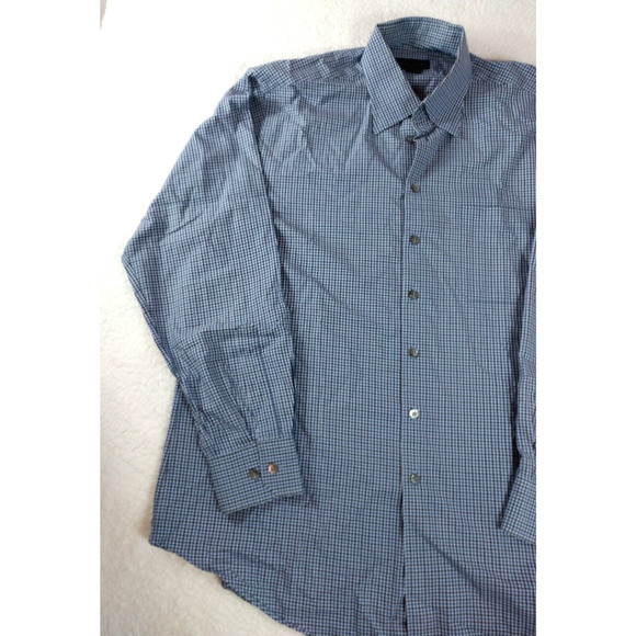 Scott Barber Men's 100% Cotton Blue Plaid Button Down Shirt Size Large‎ - Picture 6 of 10